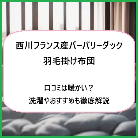 西川フランス産バーバリーダック羽毛掛け布団の口コミは暖かい？洗濯やおすすめも徹底解説