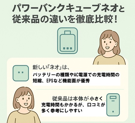 パワーバンクキューブネオと従来品の違いを徹底比較！