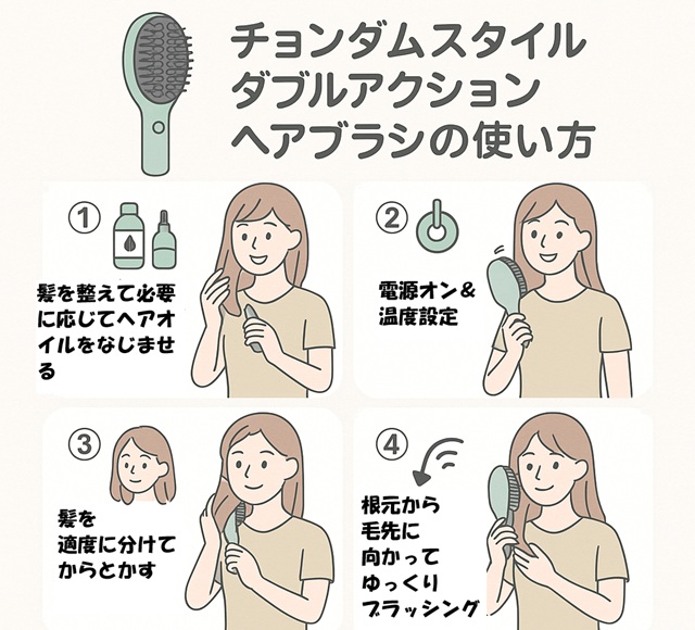 チョンダムスタイルダブルアクションヘアブラシの口コミや使い方
