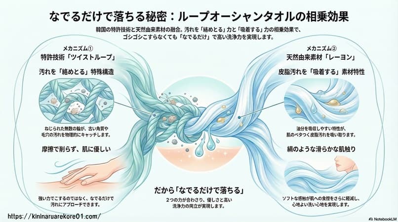 ループオーシャンタオル　垢すりタオル　違い　ツイストループ構造