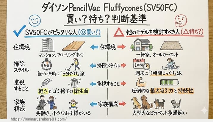 ダイソンPencilVac Fluffycones(SV50FC)がおすすめな方・向かない方