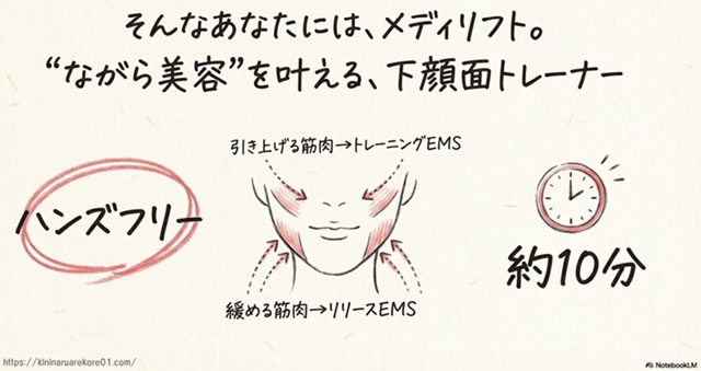 メディリフトプラスはながら美容ができるハンズフリー美顔器