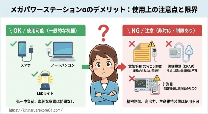 メガパワーステーションα 使えない家電 注意点 画像
