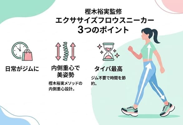 エクササイズフロウスニーカーのポイント図解